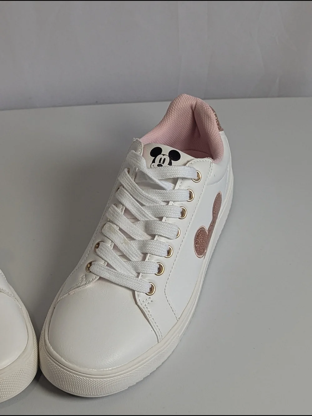 Disney Mickey Mouse Rose Gold Glitter Sneakers Women’s Size 9 | New Without Box